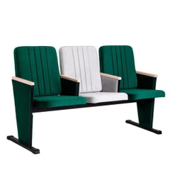 Театральные Театральная секция трехместная, велюр Remy 81+Remy 69, бук морилка белая - фото